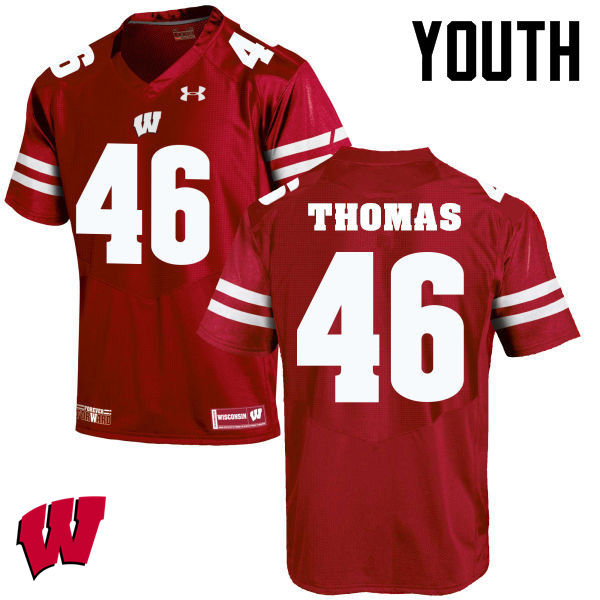 Wisconsin Badgers Youth #45 Nick Thomas NCAA Under Armour Authentic Red College Stitched Football Jersey JN40C23IN